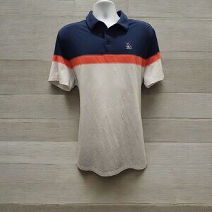 Original Penguin Men's Polo Shirt XL Blue Stripe RECYCLED POLY and ELASTENE Golf